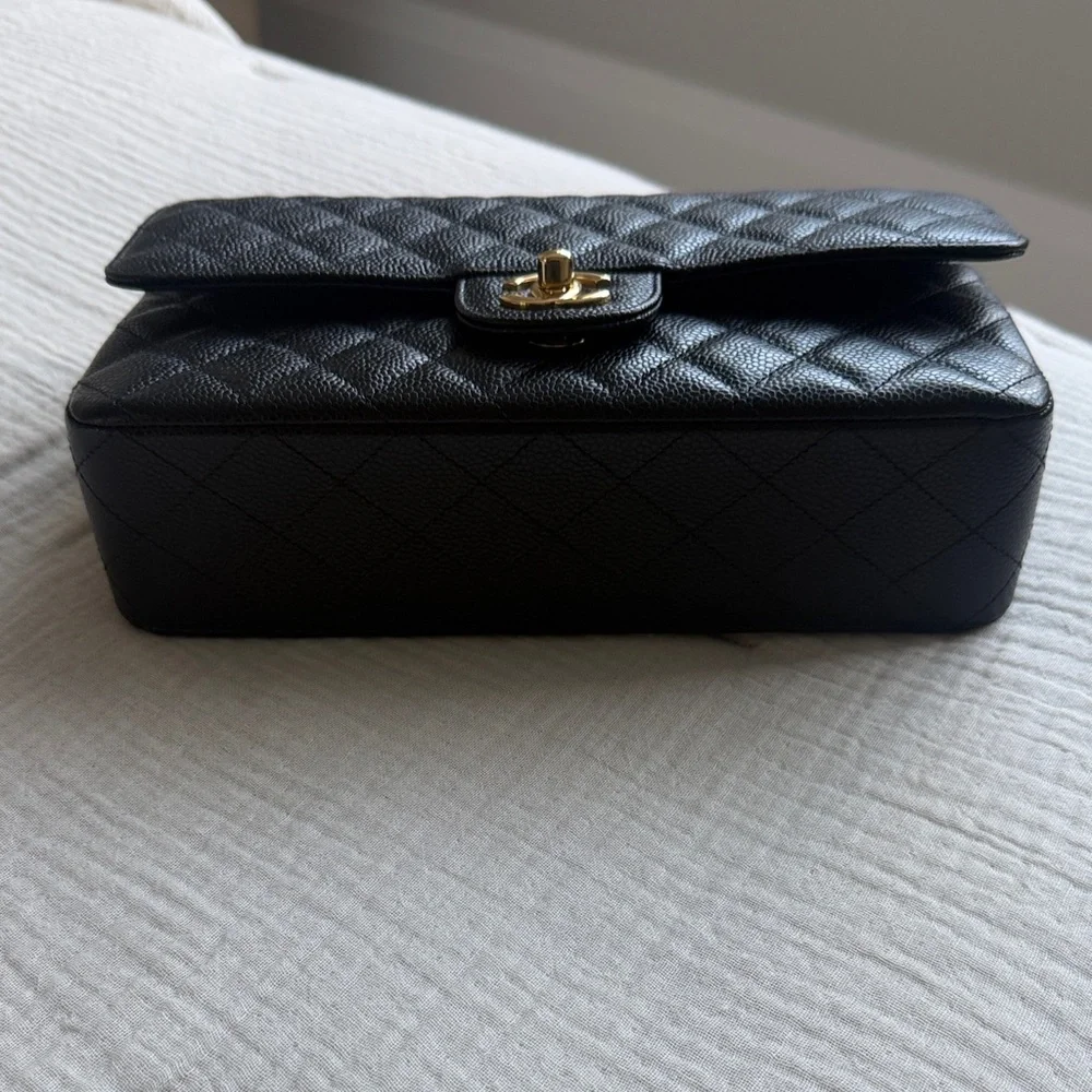 Chanel Classic Double Flap Medium Black Quilted Shoulder Bag with Gold Hardware - Picture 6 of 13